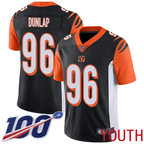Cincinnati Bengals Limited Black Youth Carlos Dunlap Home Jersey NFL Footballl #96 100th Season Vapor Untouchable->cincinnati bengals->NFL Jersey